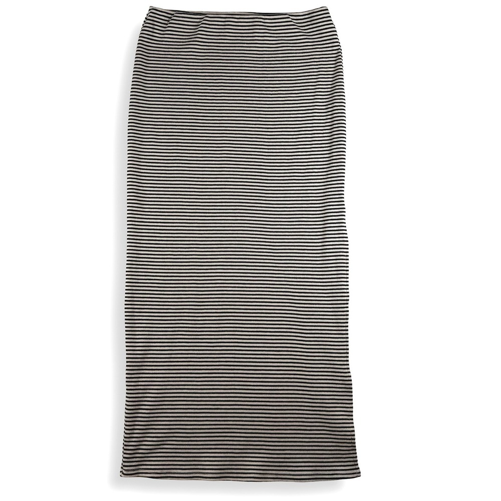 2 Saints Womens Black White Striped Ribbed Knit Maxi Skirt XL KS147-1
